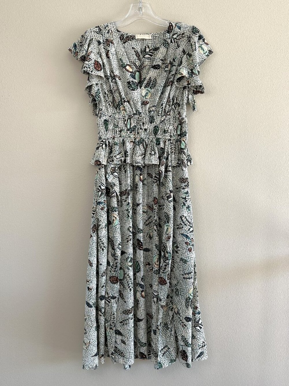 Ulla Johnson Brielle Silk Flutter Sleeve Midi Dress, 2, Elegant Whimsical - Picture 2 of 12